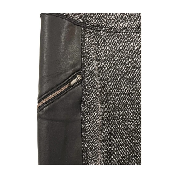 Athleta Black Grey Herringbone Faux Leather Zippered Pockets Leggings Size XS - Picture 7 of 11